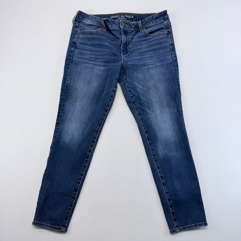 American Eagle Jeggings Womens 14 Short Blue 360 Next Level Stretch Medium Wash